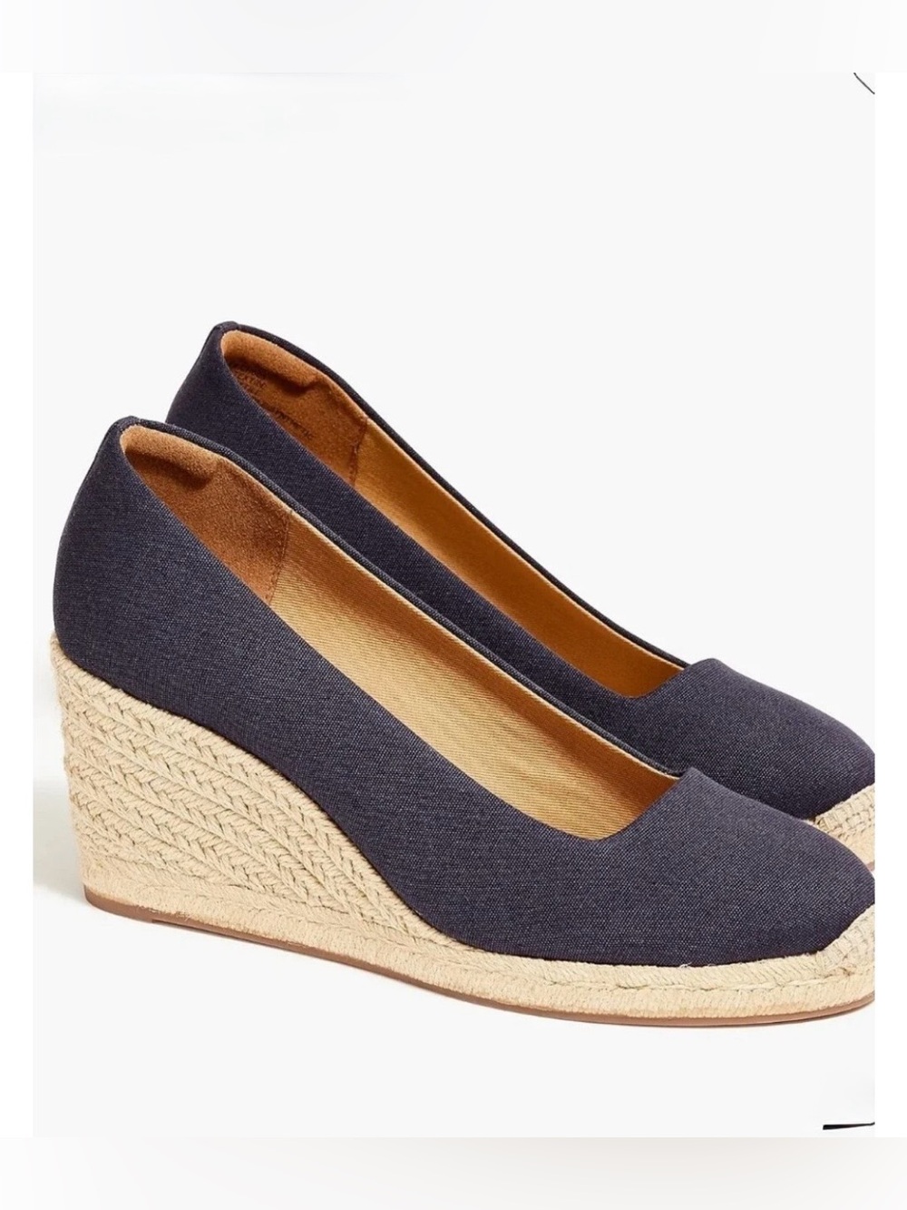 J.Crew Navy Blue Canvas Espadrilles Wedge Heels Size 9
